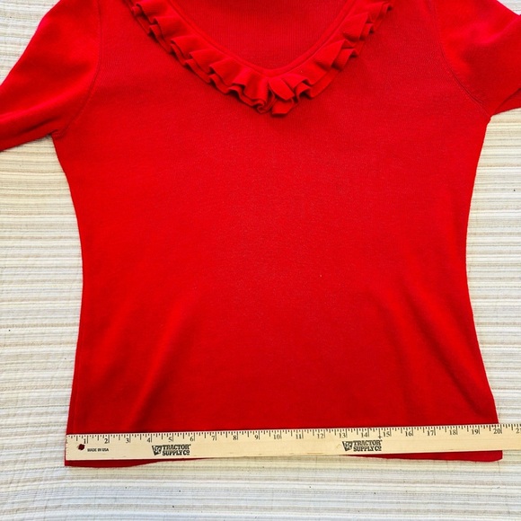 Coldwater Creek Red Ruffle Neck Sweater, Size L - Picture 5 of 11